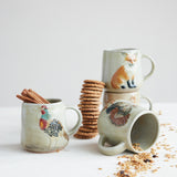 Hand-Painted Fall Animal Ceramic Coffee Mug