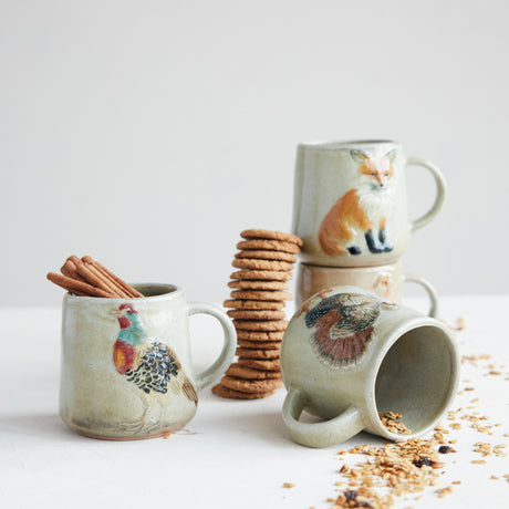 Hand-Painted Fall Animal Ceramic Coffee Mug