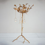 Gold Oak Leaf Candelabra with Hanging Tealight Holders