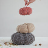 Orange Felt Pumpkin with Jute Stem