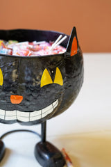 Metal Black Cat Halloween Candy Bowl