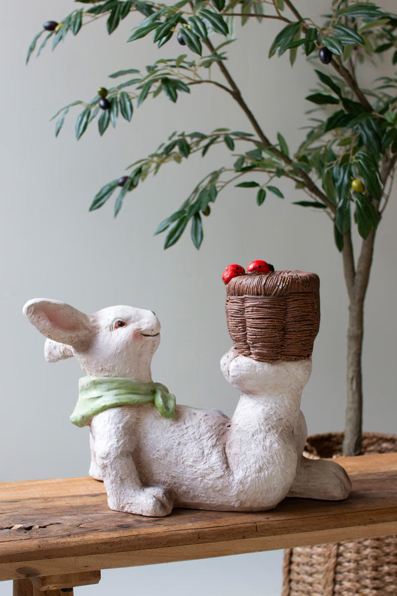 Resin Easter Bunny Figurines with Baskets