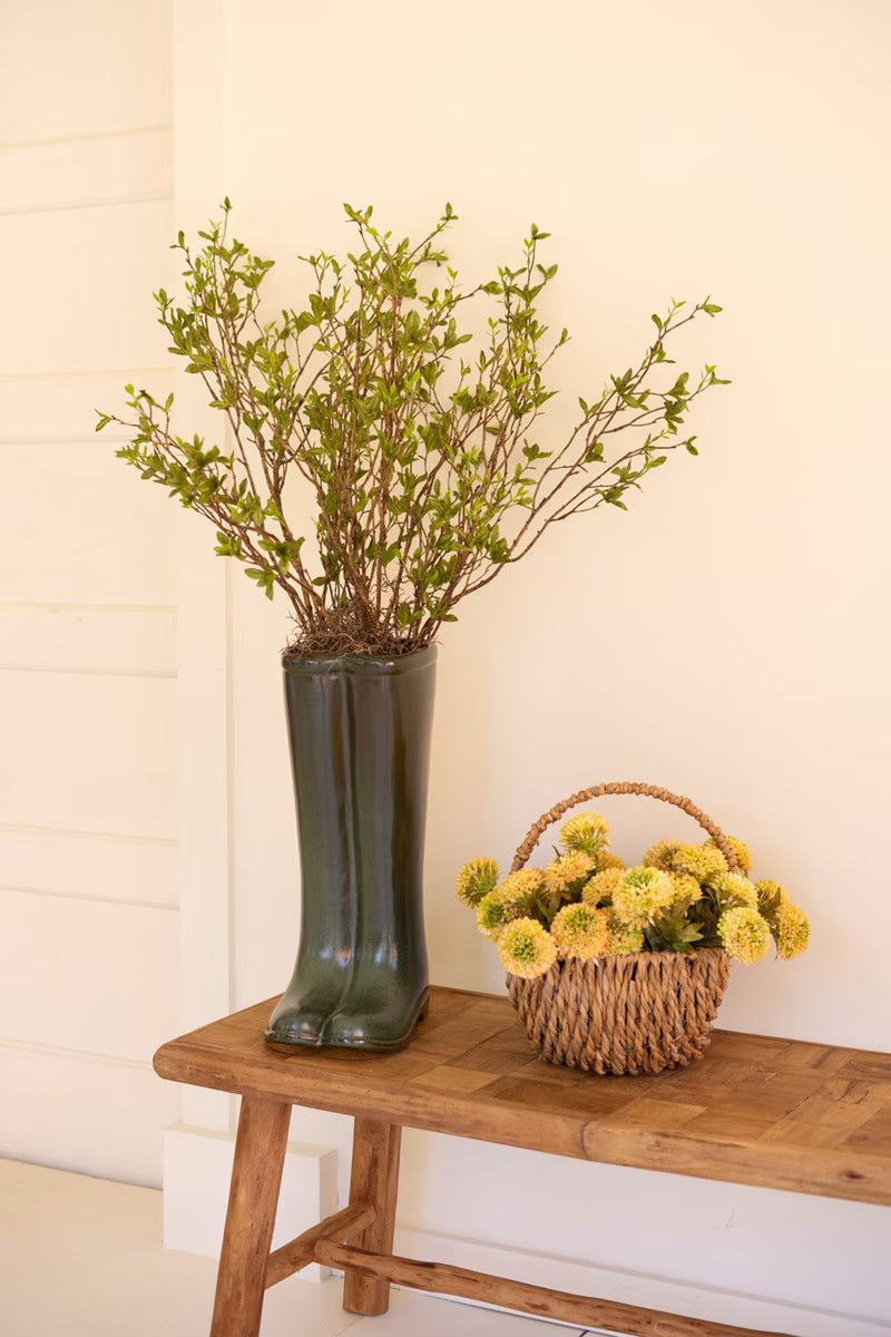 Large Green Ceramic Boot Vase