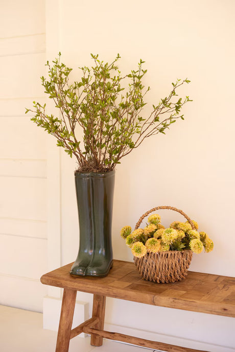 Large Green Ceramic Boot Vase