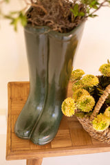 Large Green Ceramic Boot Vase