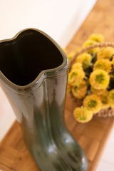 Large Green Ceramic Boot Vase