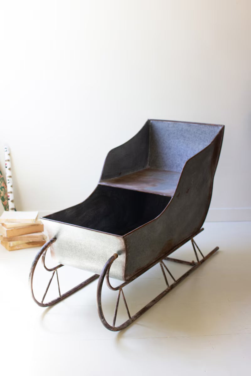 Large Rustic Metal Christmas Sleigh