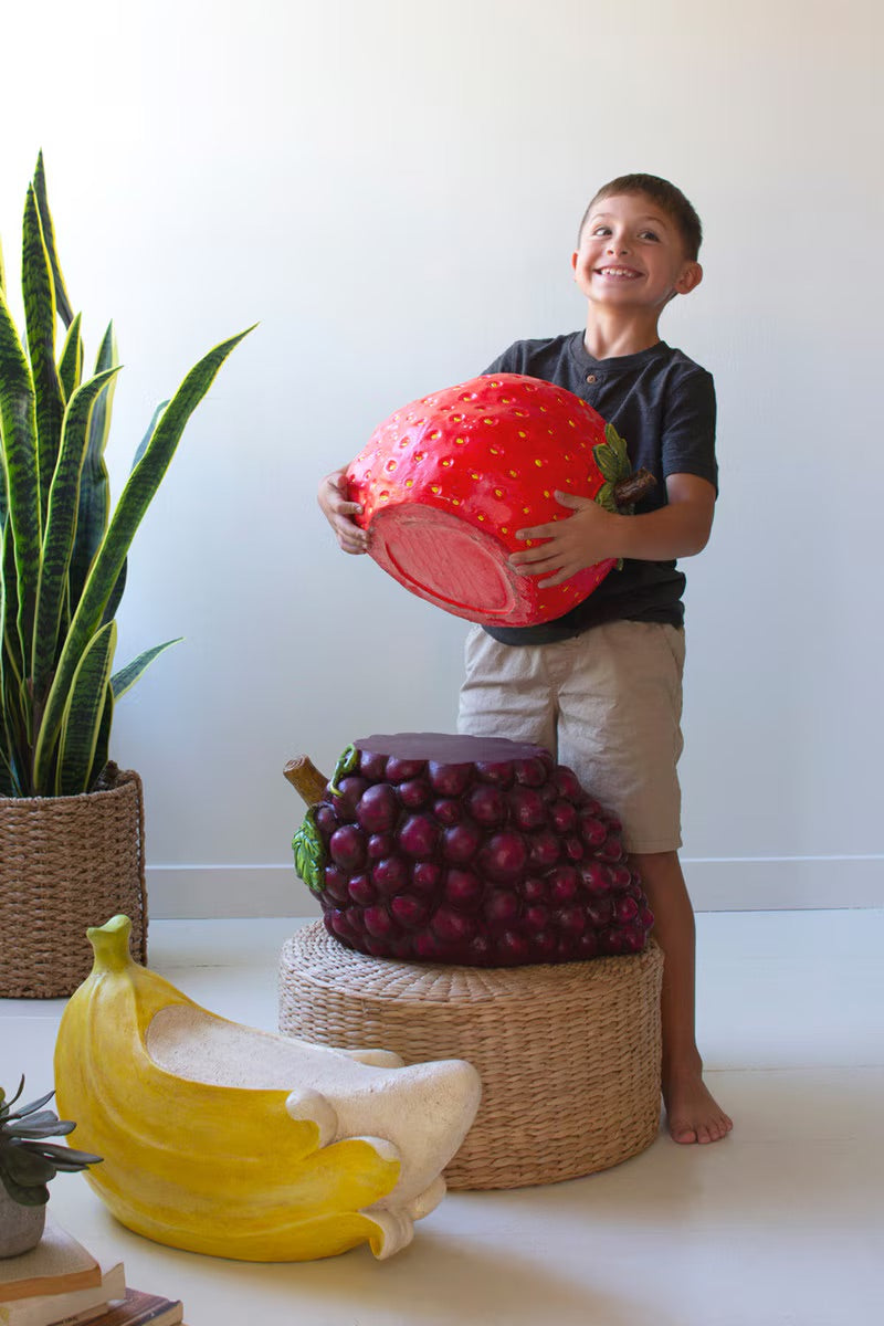 Strawberry Faux Concrete Accent Stool