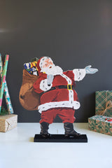 Painted Wooden Santa Claus on Base