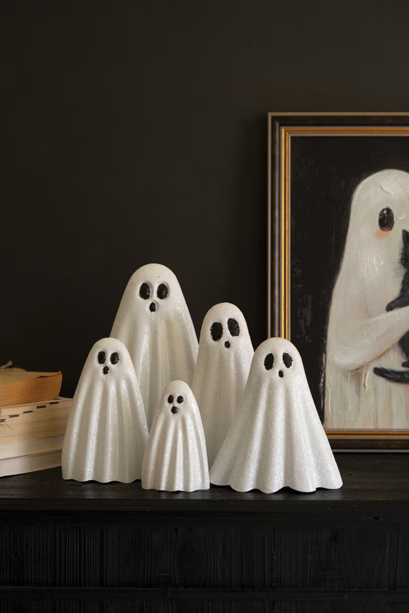 Glitter Metal Nesting Halloween Ghost Figurines | 5 Sizes