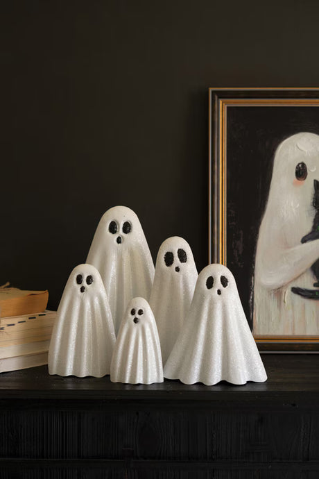 Glitter Metal Nesting Halloween Ghost Figurines | 5 Sizes