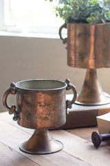 Antique Copper Finish Trophy Planters with Handles