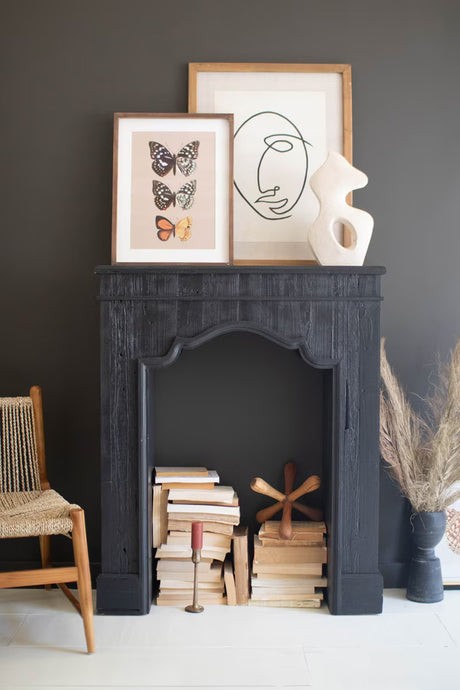 Black Wooden Decorative Mantle