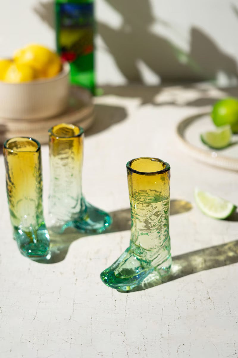 Recycled Glass Ombre Cowboy Boot Shot Glass