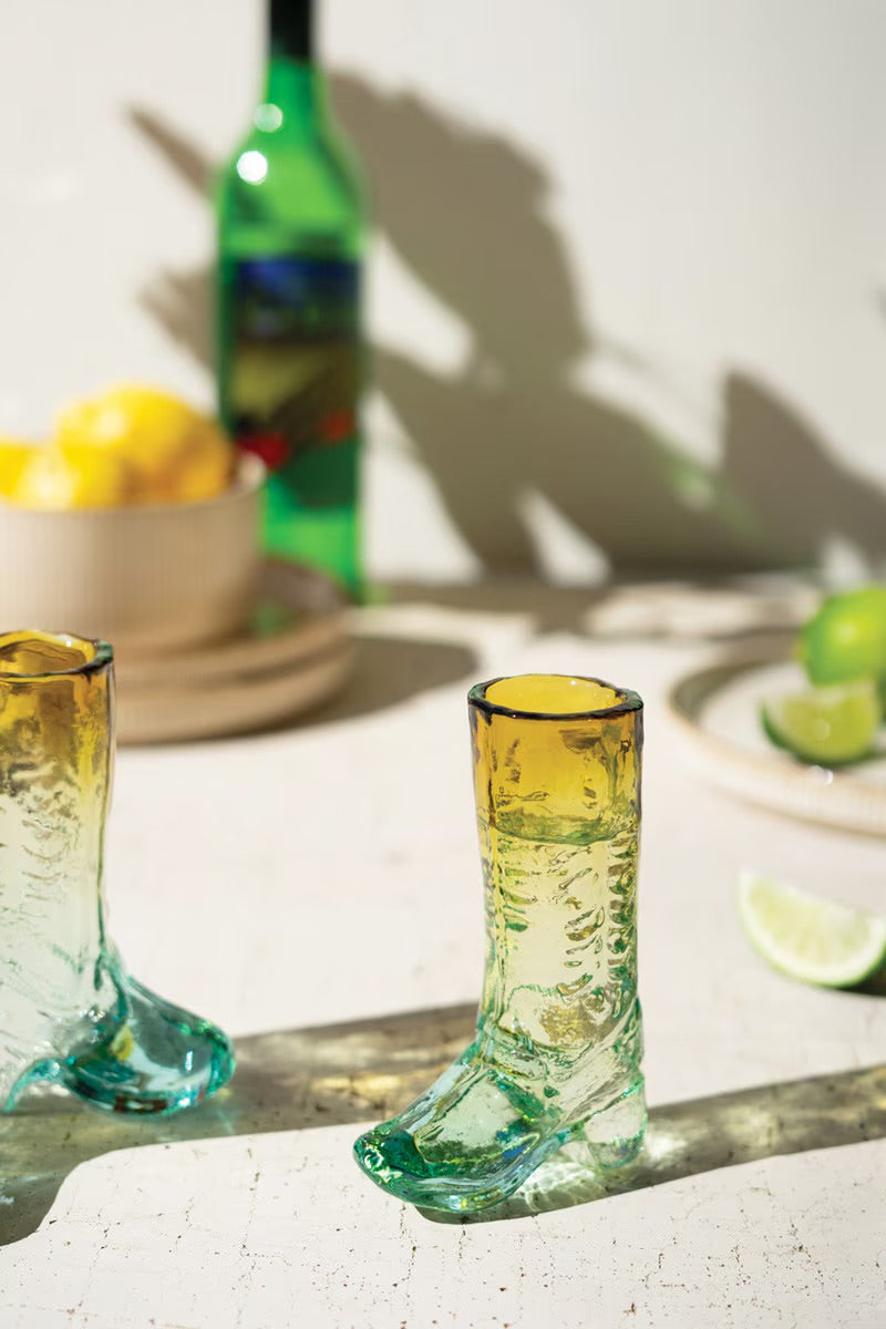 Recycled Glass Ombre Cowboy Boot Shot Glass