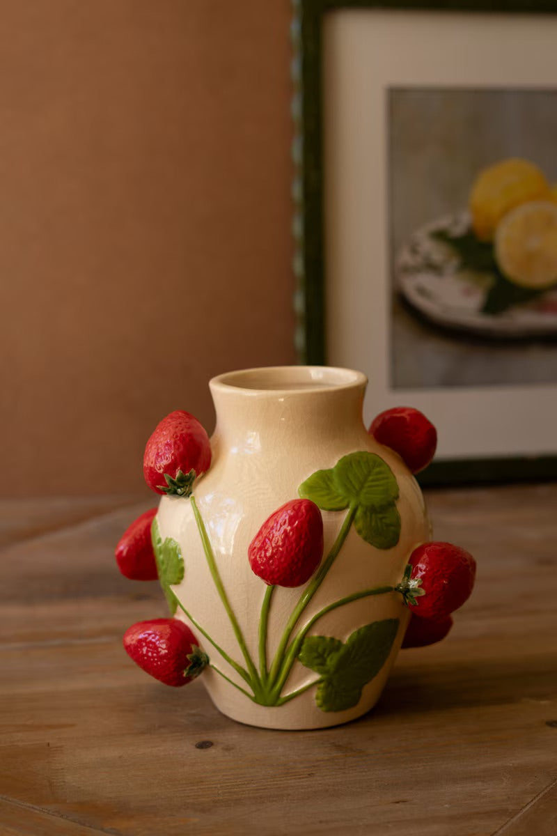 Strawberry Patch Ceramic Vase