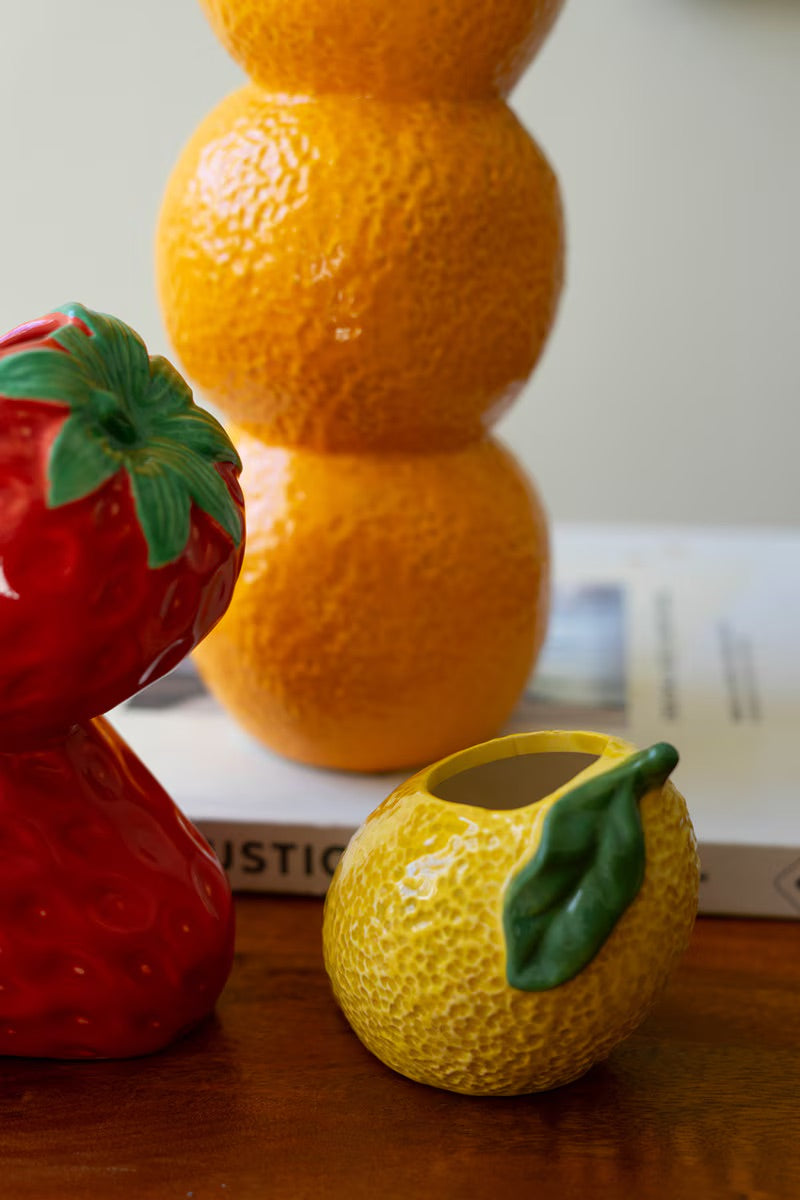 Ceramic Fruit Bud Vases | Orange, Strawberry, Lemon