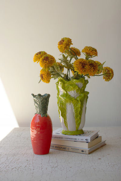 Green Ceramic Lettuce Vase