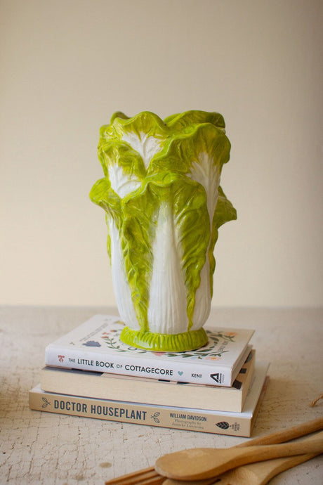 Green Ceramic Lettuce Vase