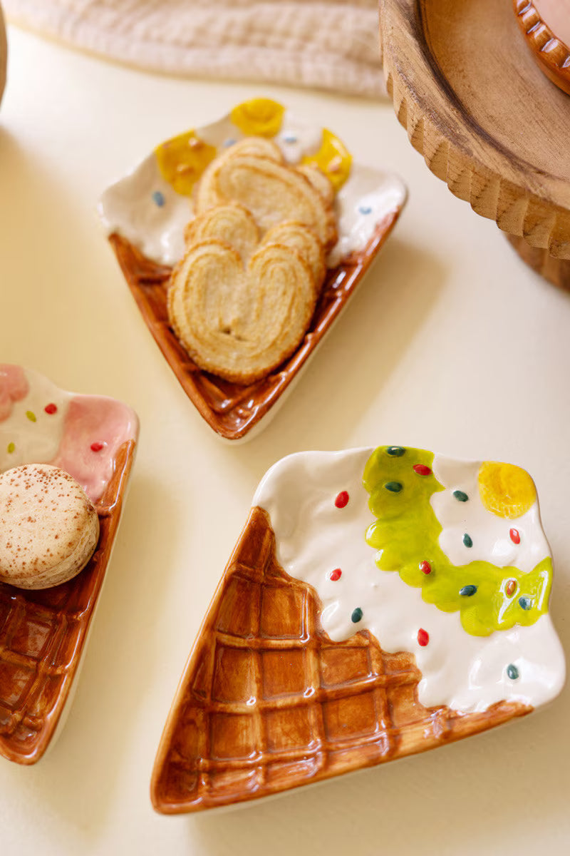 Ceramic Ice Cream Cone Snack Plate