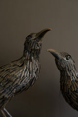 Black Metal Halloween Crow Figurines | 2 Sizes