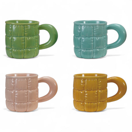 ceramic mug with quilted puffer design