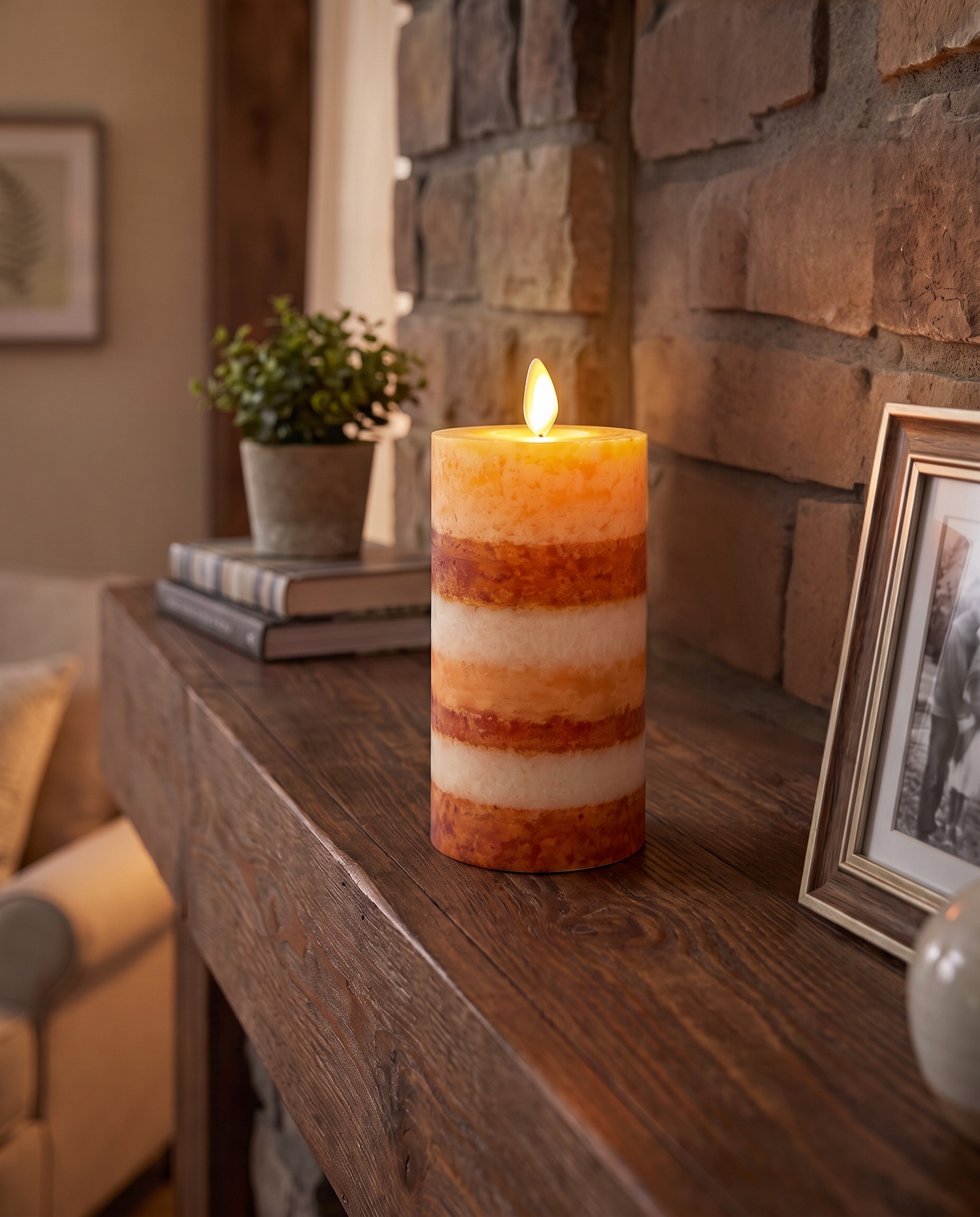 7-Layer Fall Mottled Moving Flame LED Wax Candle