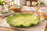 Hand Painted Bunny Cabbage Ceramic Serving Platter