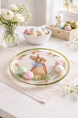 Hand Painted Easter Bunny Glass Serving Platter