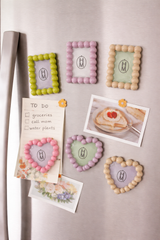 Beaded Resin Heart Photo Frame Magnet