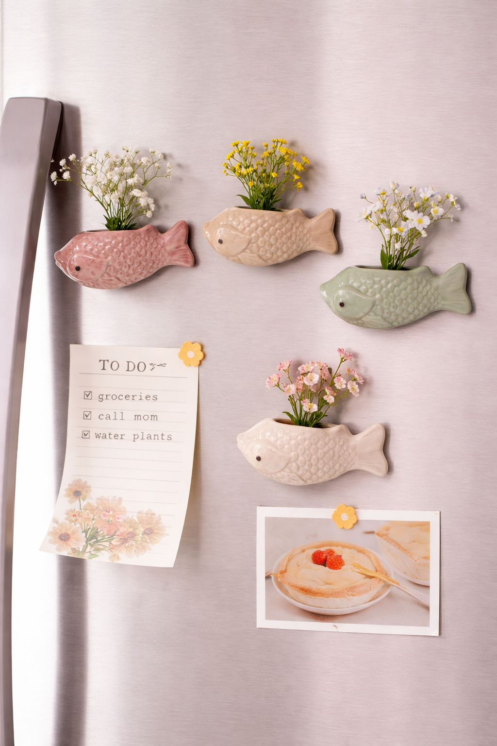 Ceramic Koi Fish Vase Fridge Magnet