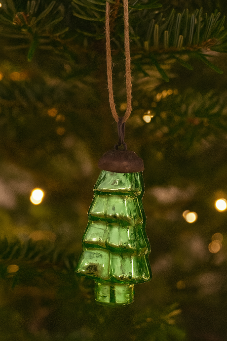Green Mercury Glass Tree Shaped Ornament