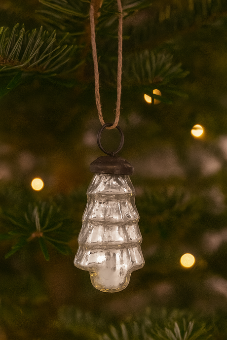 White Mercury Glass Tree Shaped Ornament