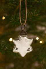 Silver Frosted Mercury Glass Star Shaped Ornament
