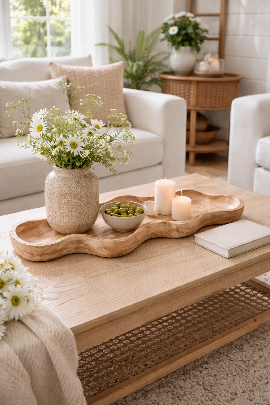 Organic Scalloped Paulownia Wood Tray