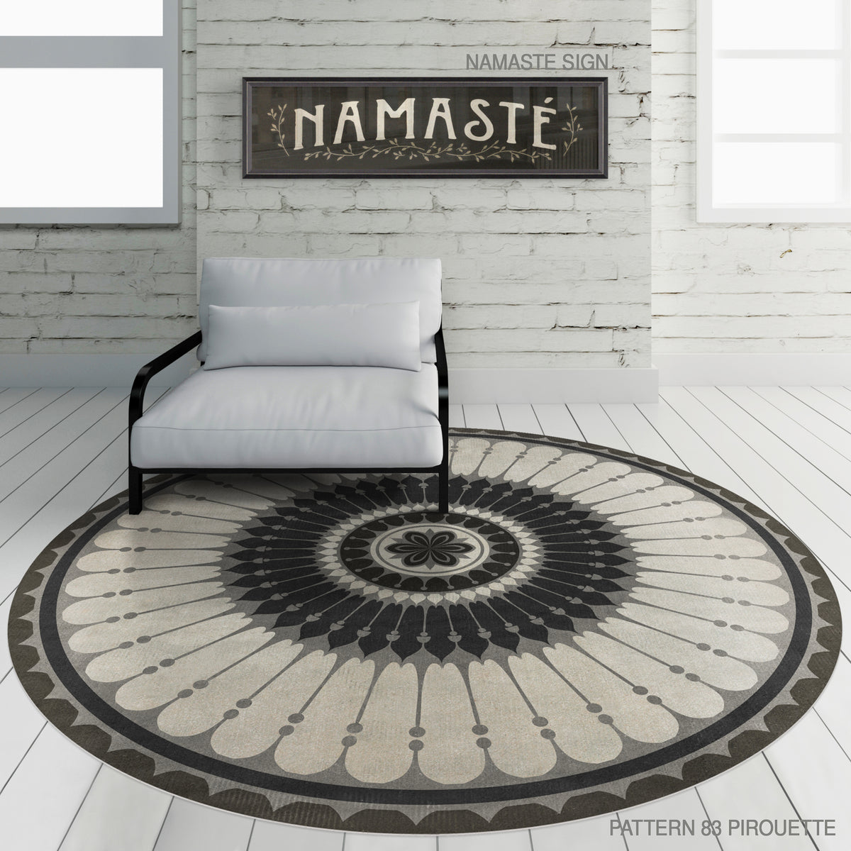 Circular Stone Rug Pattern 83 Pirouette Circular Vinyl Rug – Rust & Cinder