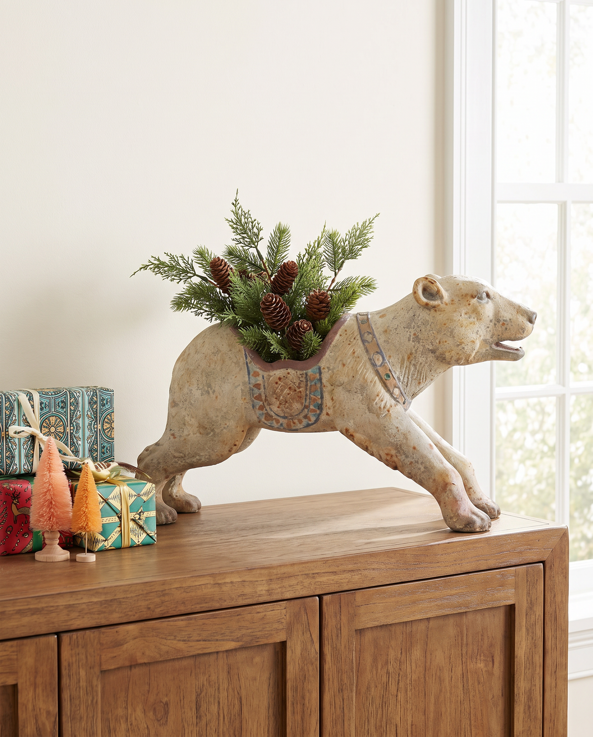 Vintage Inspired Carousel Polar Bear Container