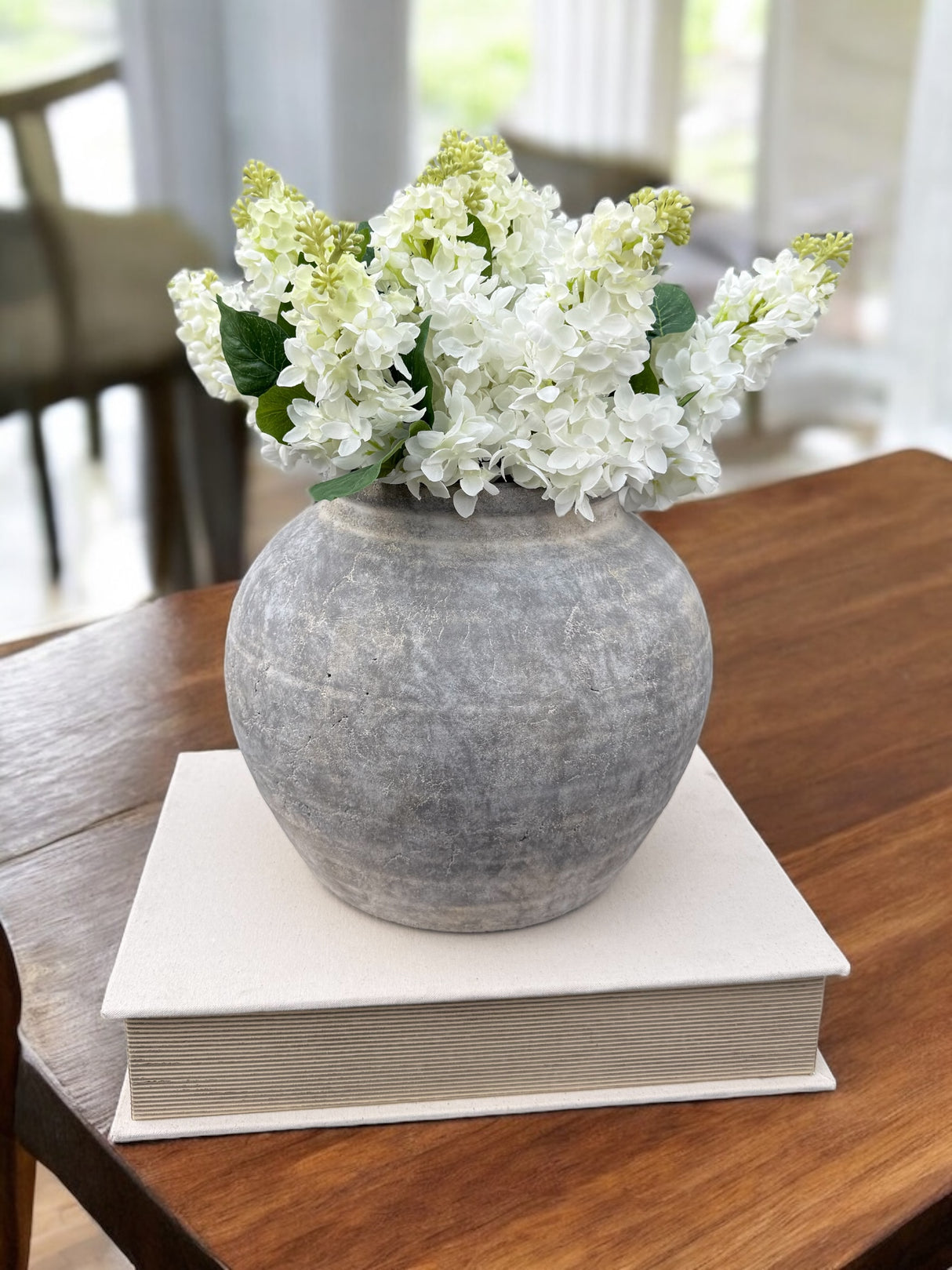 Distressed Whitewashed Terracotta Clay Vase
