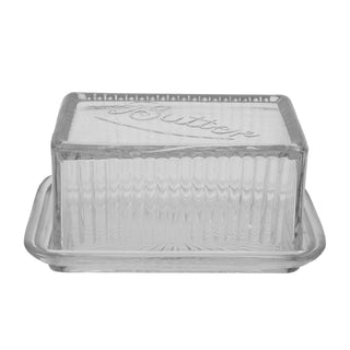 Pressed Glass Butter Dish by Creative Co-Op