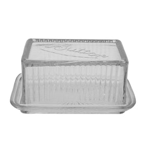 Pressed Glass Butter Dish by Creative Co-Op
