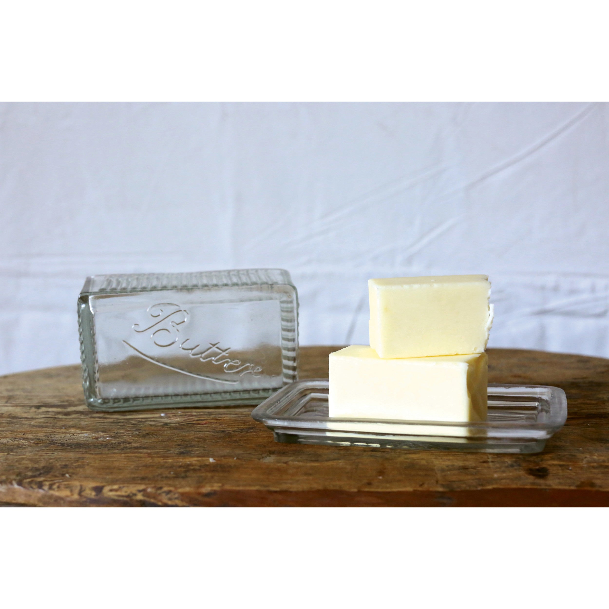Pressed Glass Clear Butter Dish - Thumbnail 4