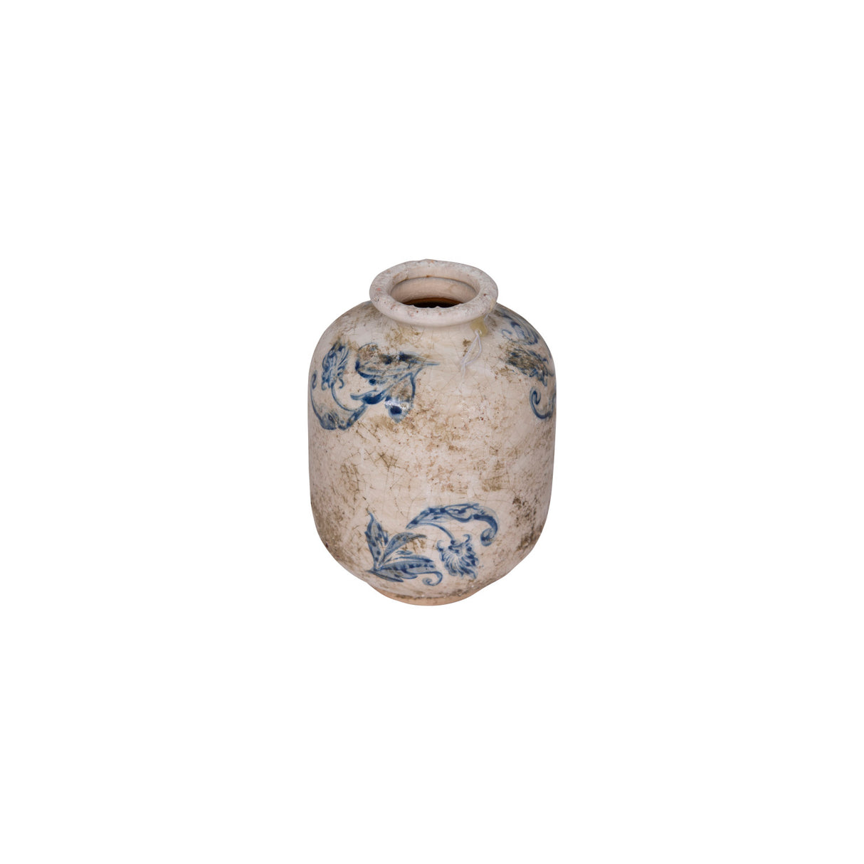 Blue & White Transferware Terracotta Vase