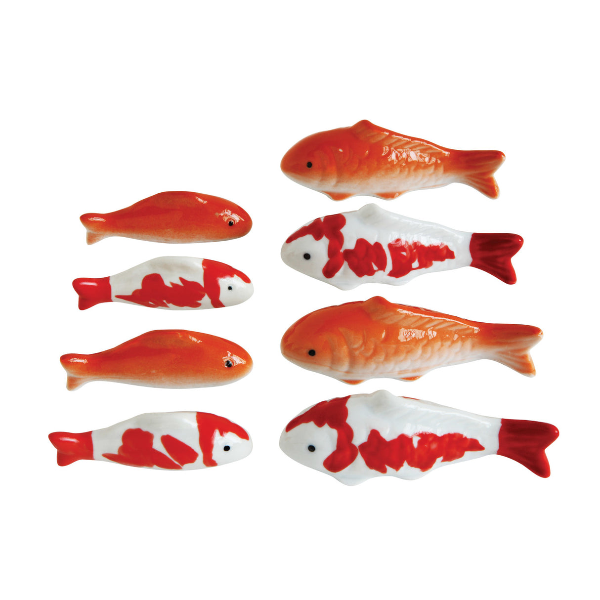 Stoneware Floating Orange & Red Koi Fish