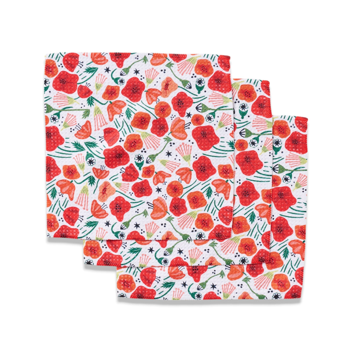 Poppy Power Geometry Dishcloths | 3-Pack