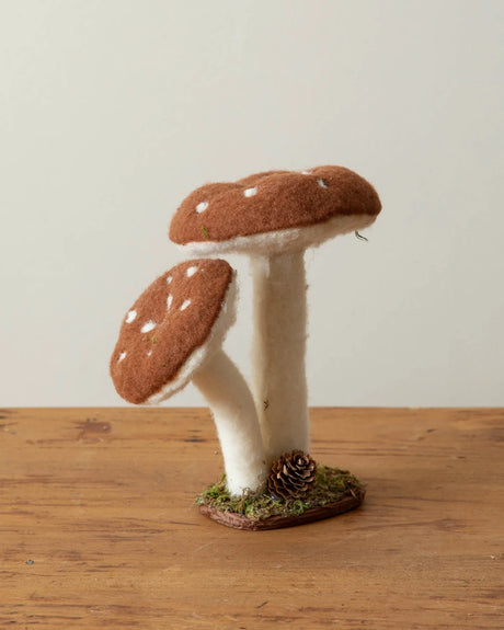 Round and Pointed Cap Felt Mushrooms