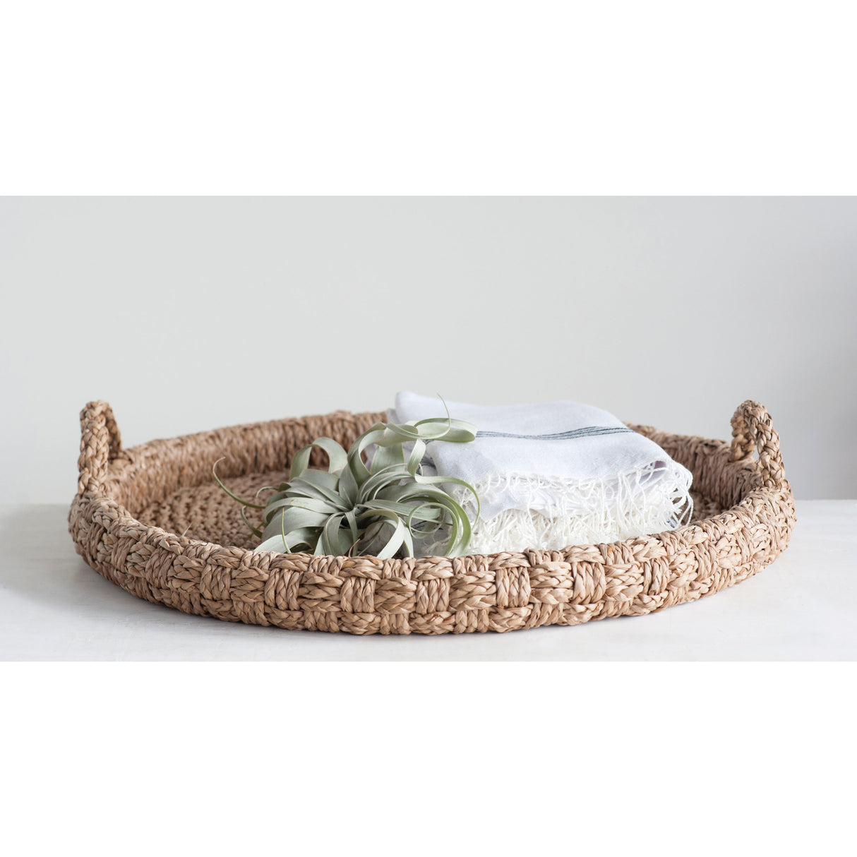 Braided Bankuan Seagrass Tray with Handles