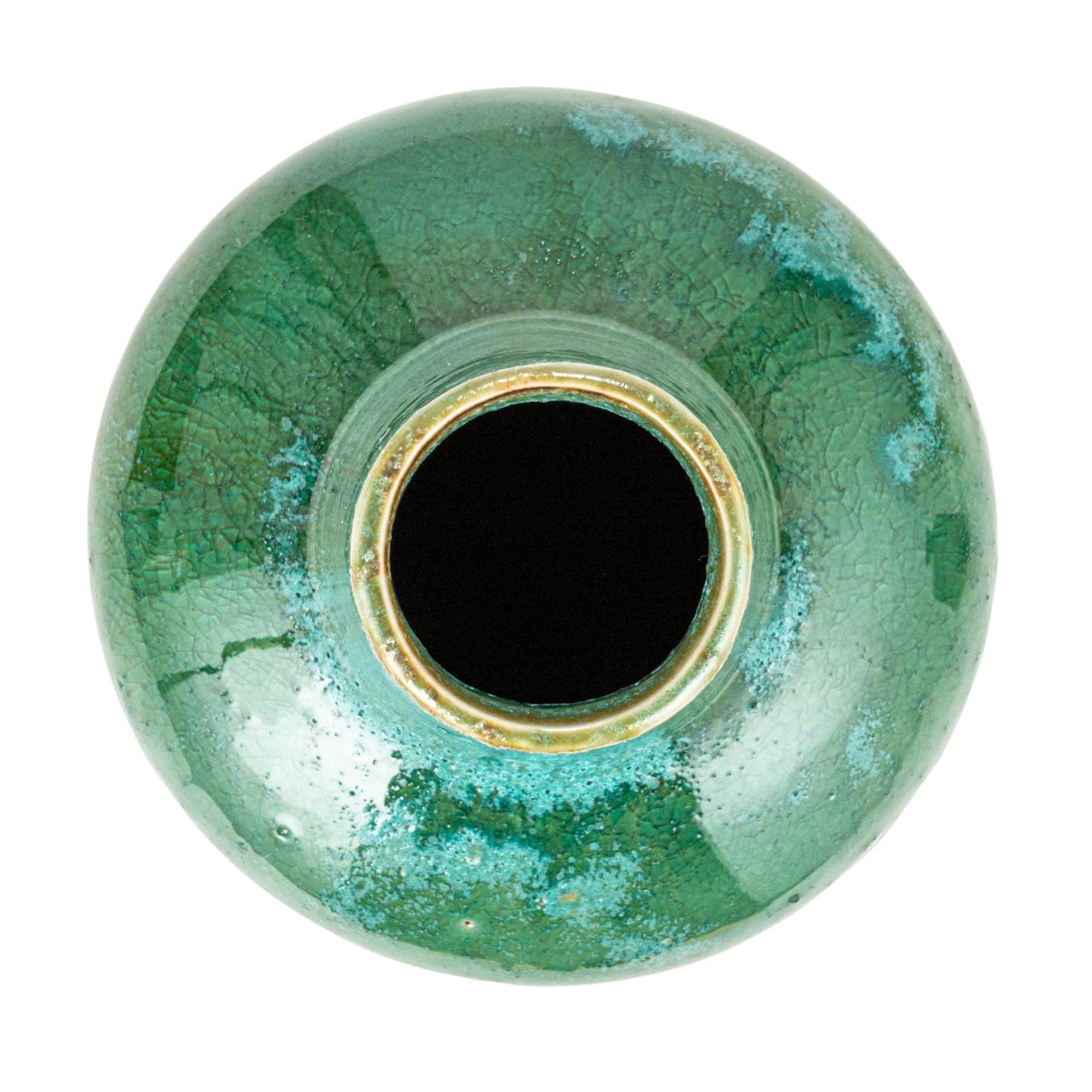 Green & Teal Reactive Glaze Volcano Finish Stoneware Vases