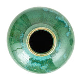 Green & Teal Reactive Glaze Volcano Finish Stoneware Vases