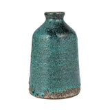 Green & Teal Reactive Glaze Volcano Finish Stoneware Vases