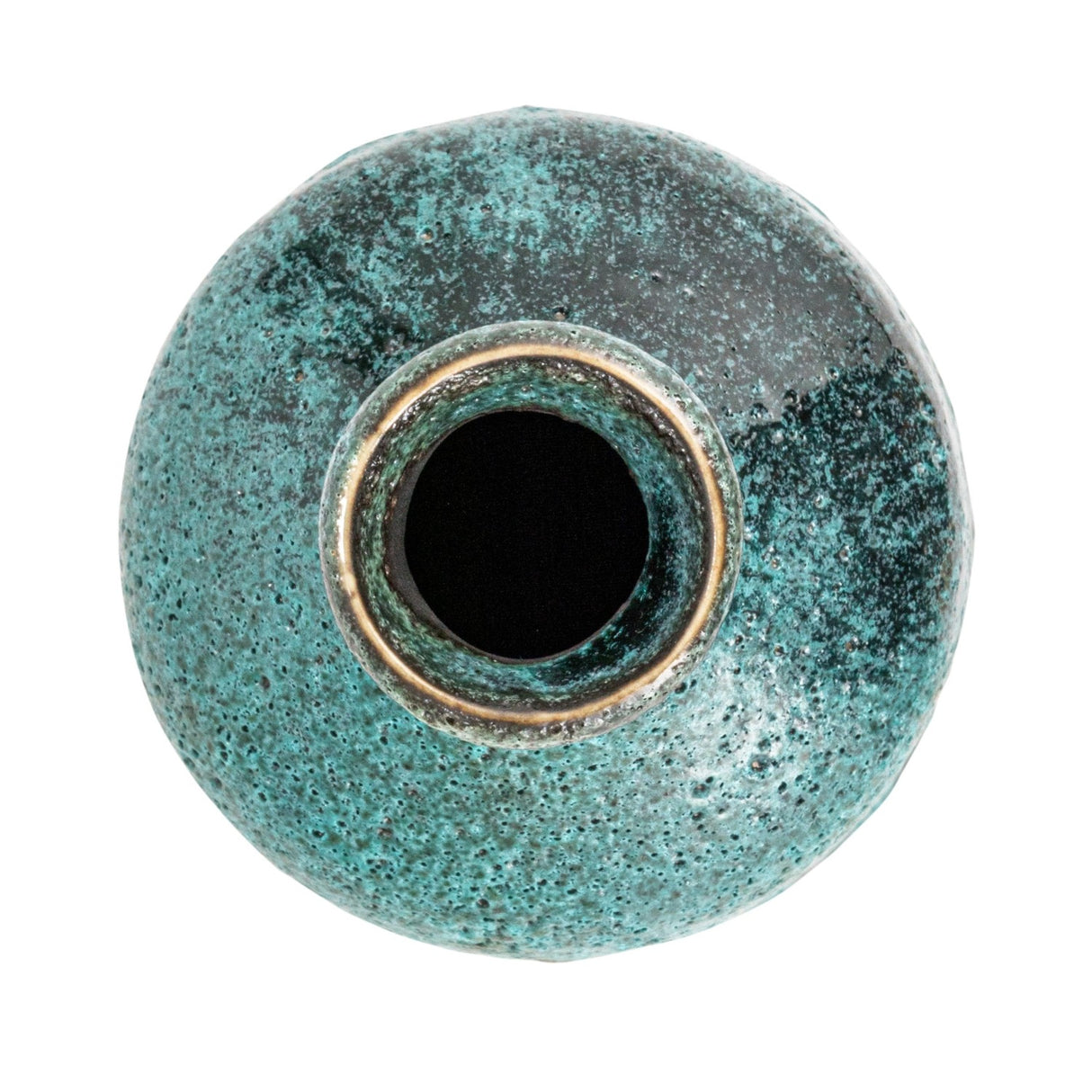 Green & Teal Reactive Glaze Volcano Finish Stoneware Vases